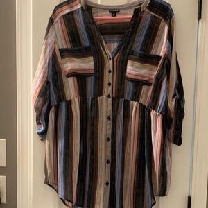 Torrid Striped Button-Down Blouse